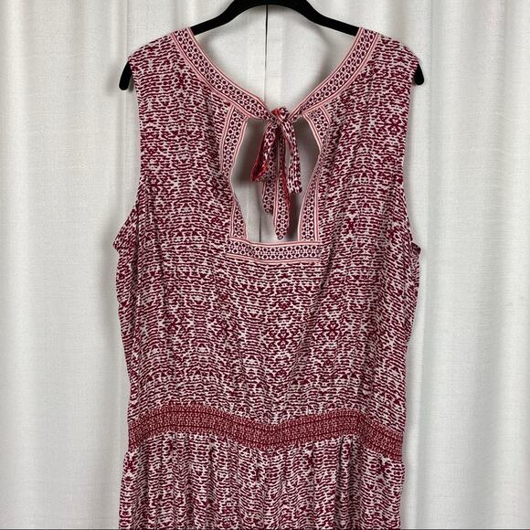 LOFT Beach White&Burgundy Print Rayon Jumpsuit Sz.18 NWT - Picture 11 of 15